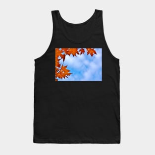 Autumn Maple Leaves Framing the Cloudy Sky Tank Top